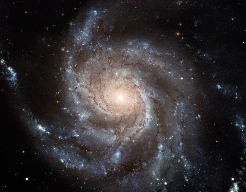 Assim como a Via Láctea, a galáxia M101 — também conhecida como Galáxia do Cata-Vento — tem formato espiralado (Fonte: Nasa/Reprodução)