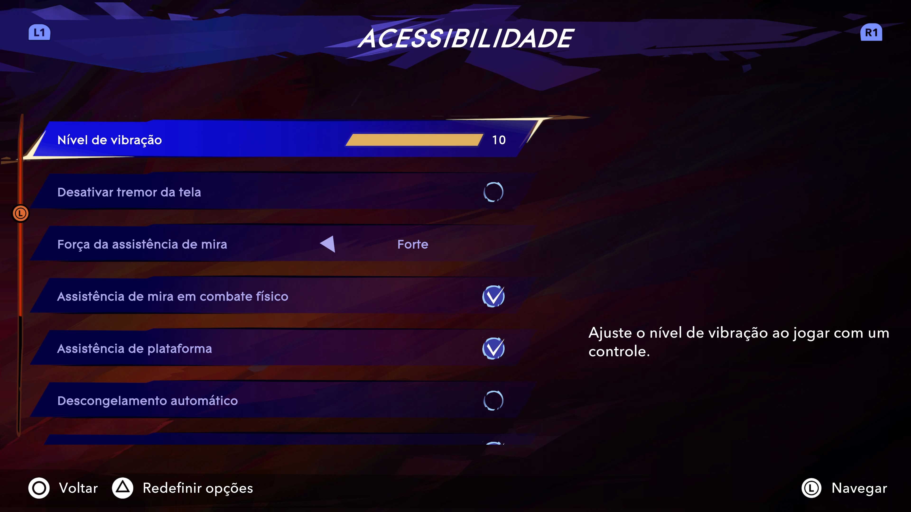 Descrição da Imagem: Menu de acessibilidade