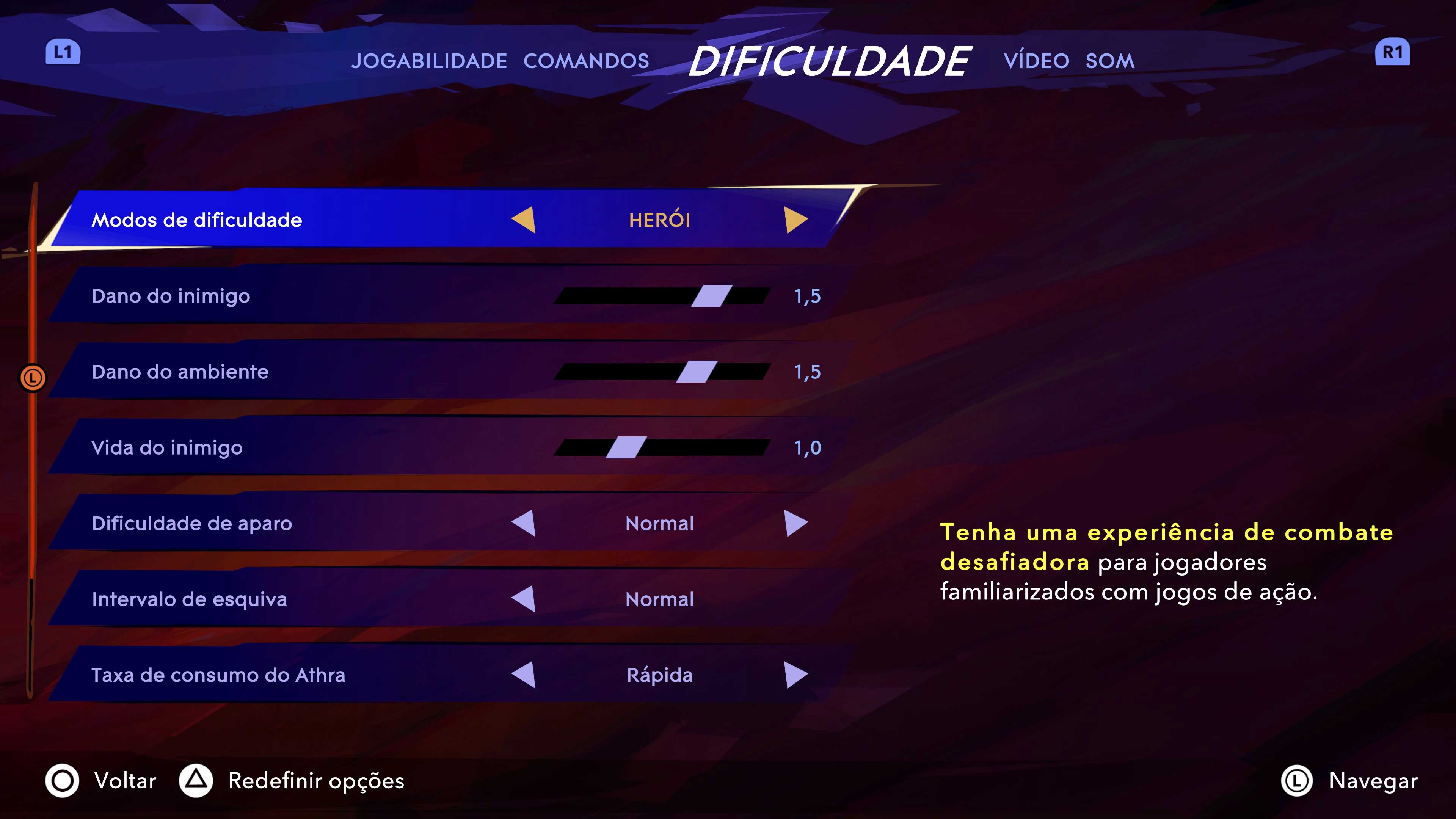 Descição da Imagem: Menu com modos de dificuldade