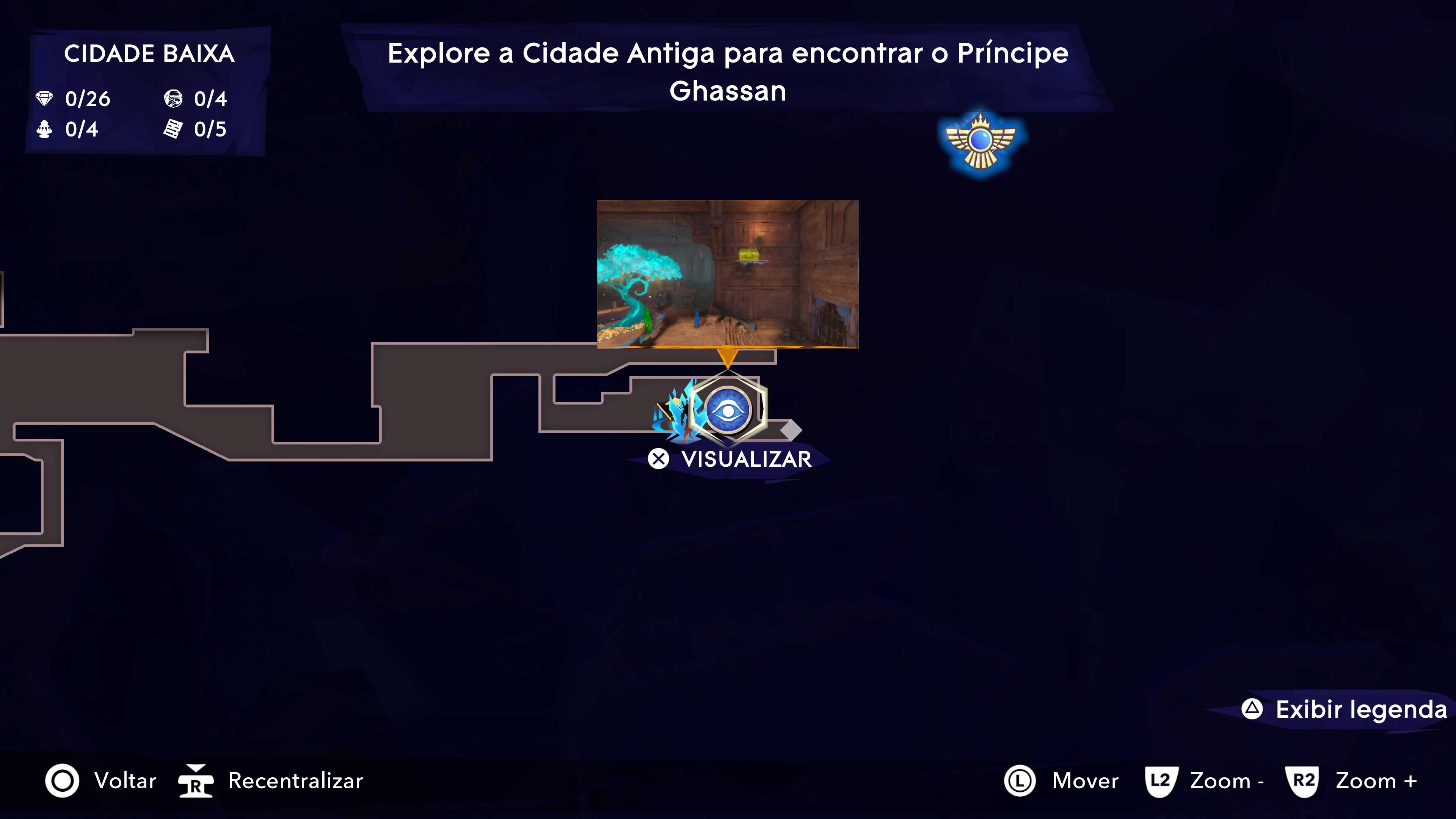 Descrição da Imagem: Mapa do jogo com marcações de passagens desbloqueaveis.