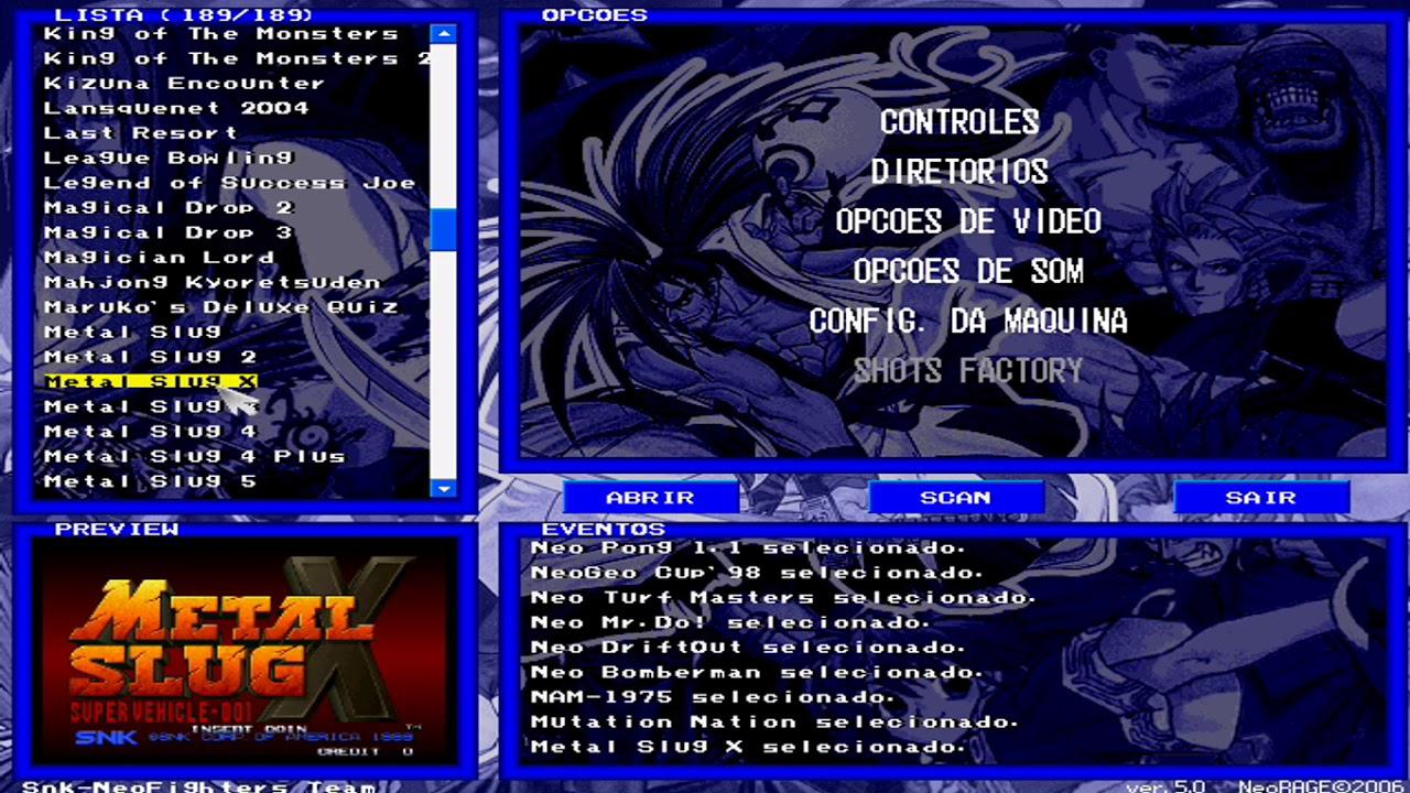 Interface clássica do emulador NeoRageX