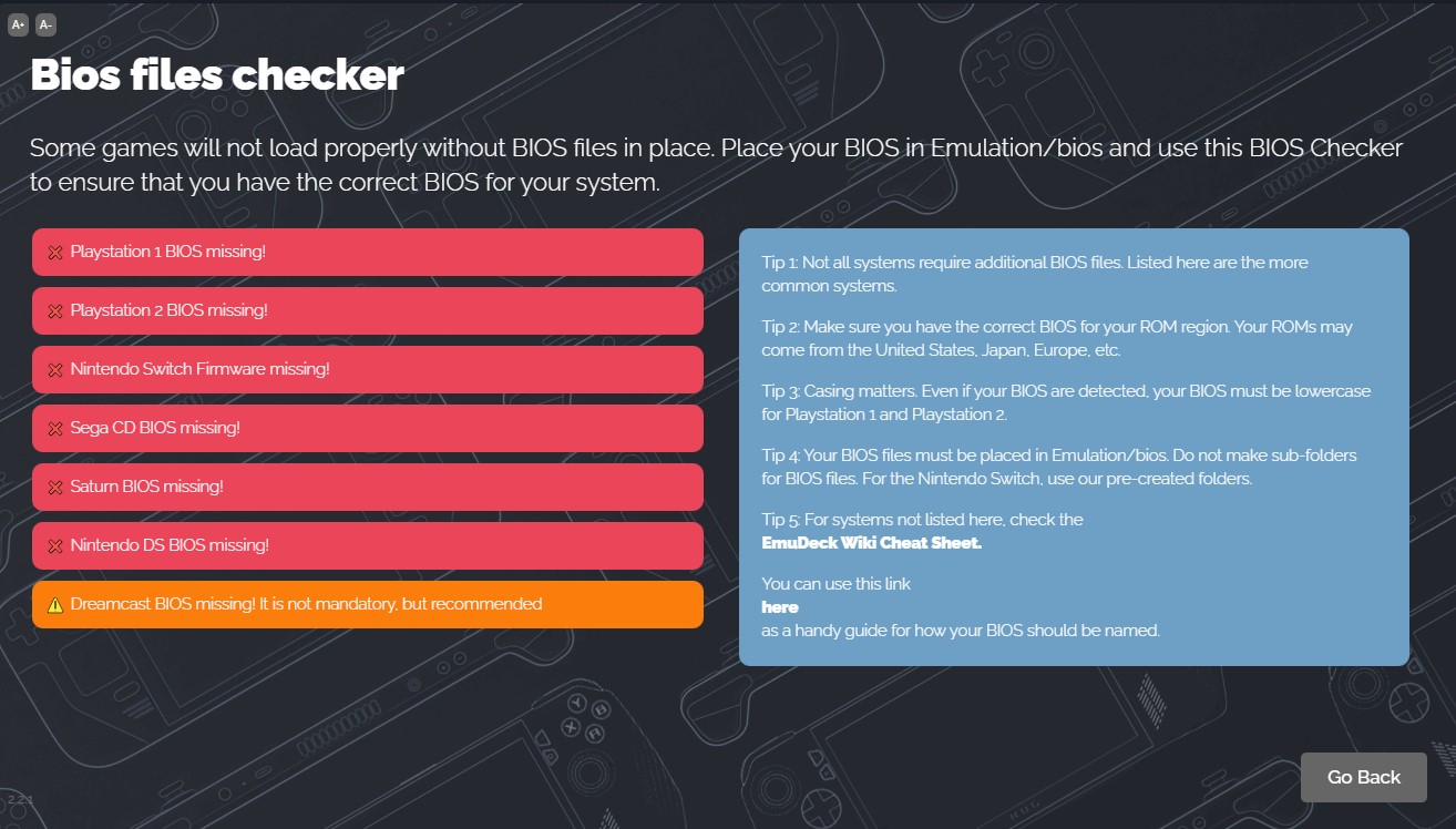 É possível conferir quais emuladores apresentam problemas na BIOS