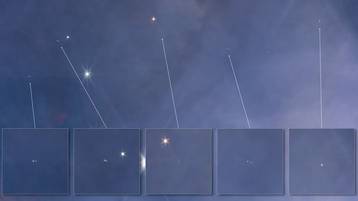 A imagem do JWST apresenta cinco planetas JuMBOs detectados na Nebulosa de Orion.