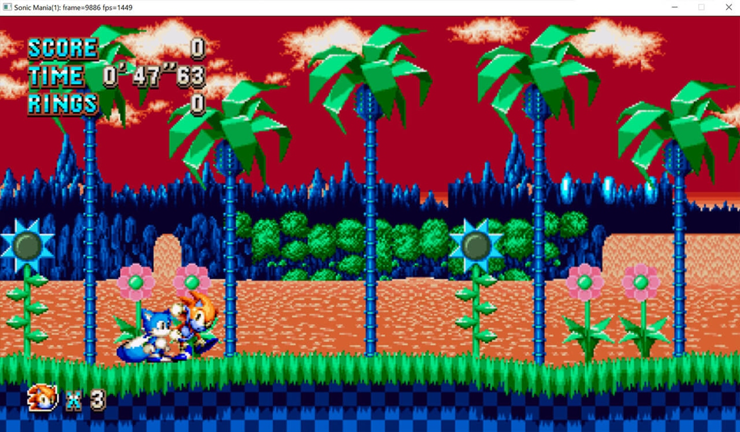 Sonic Manic Plus sendo reproduzido a 1.449 FPS no psOff, novo emulador de PS4 para PC.