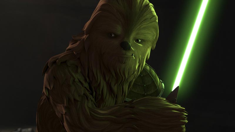 Gungi, o wookie Padawan apareceu em episódios de Star Wars: Clone Wars e The Bad Batch.