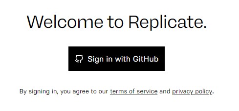 É preciso se logar no site do GitHub para usar a plataforma de IA do Replicate