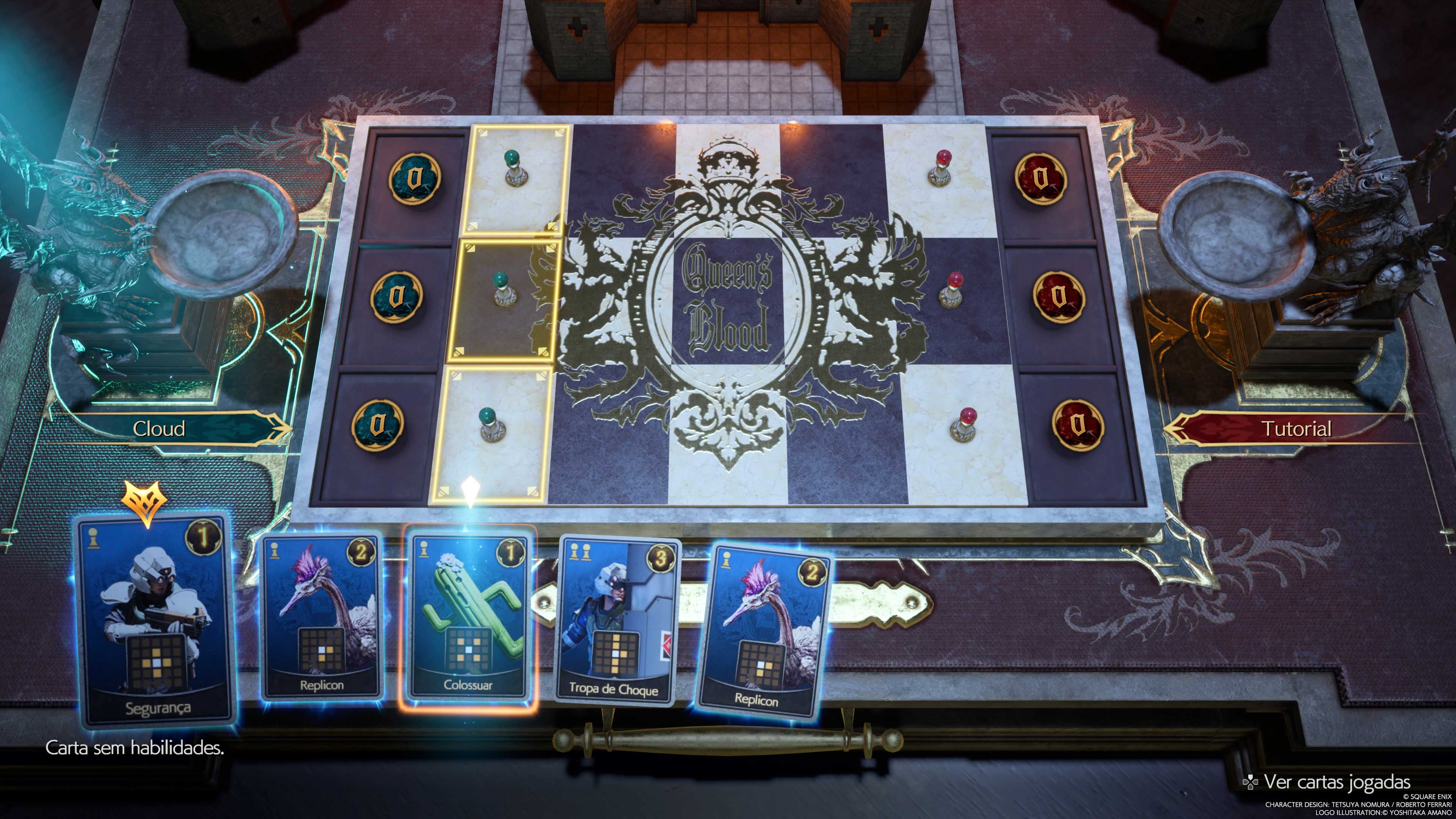Descrição da Imagem: Jogo de cartas dentro do game
