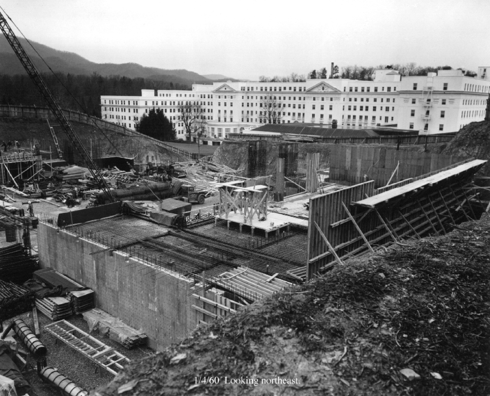 Vista da construção do bunker em 1960. (Fonte: Greenbrier/Divulgação)
