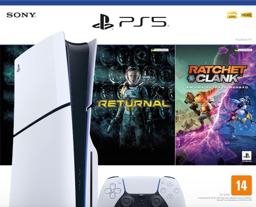 Image: PlayStation5 Slim Console + Disk with 2 Games