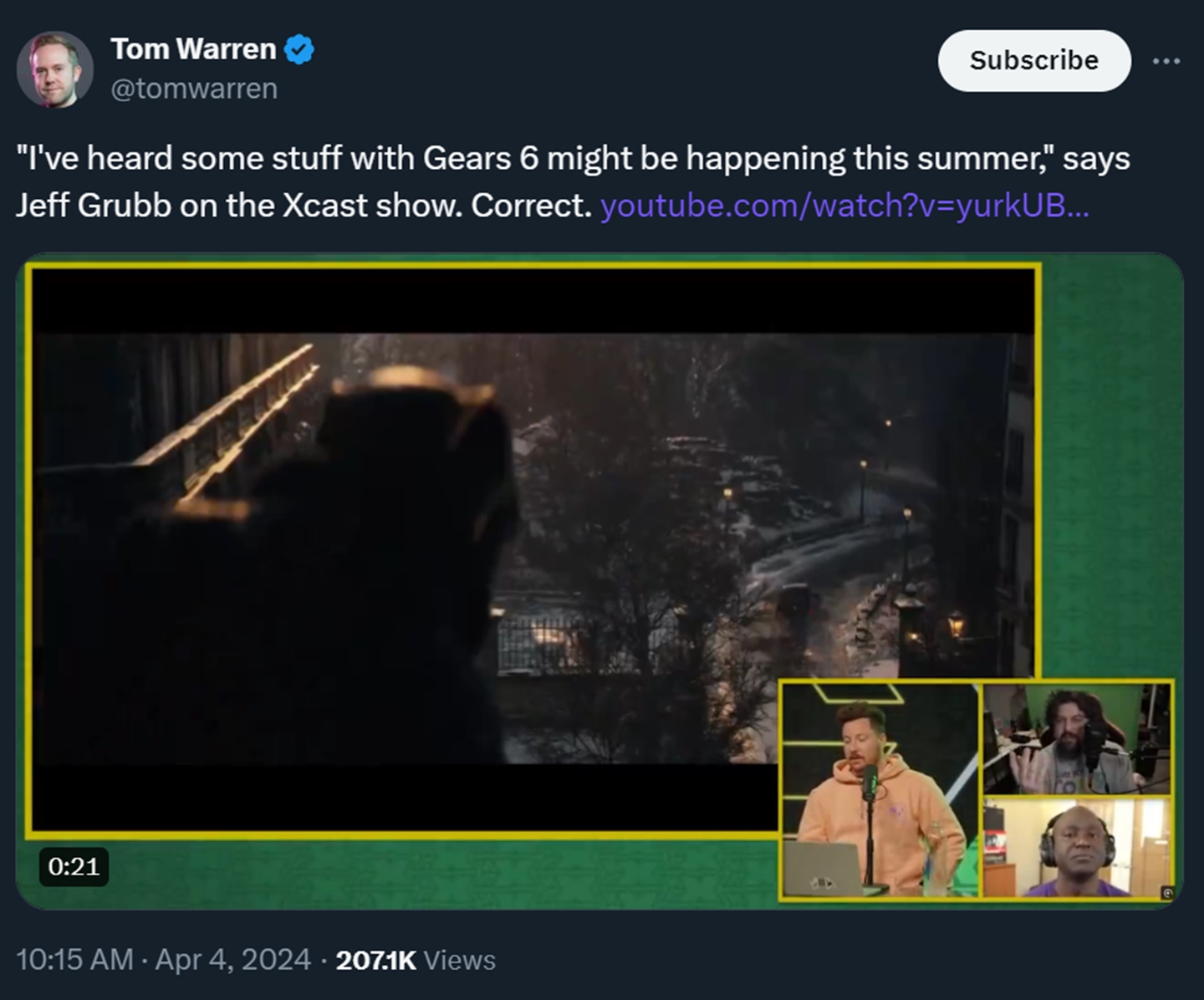 Os jornalistas Tom Warren e Jeff Grubb também afirmam que Gears of War 6 será revelado no meio do ano.