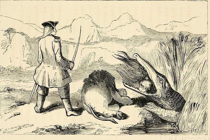 O barão de Munchausen e o crocodilo. (Imagem: Wikimedia Commons)