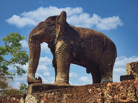 Estátua de elefante de pedra em Angkor Wat. (Fonte: Getty Images)