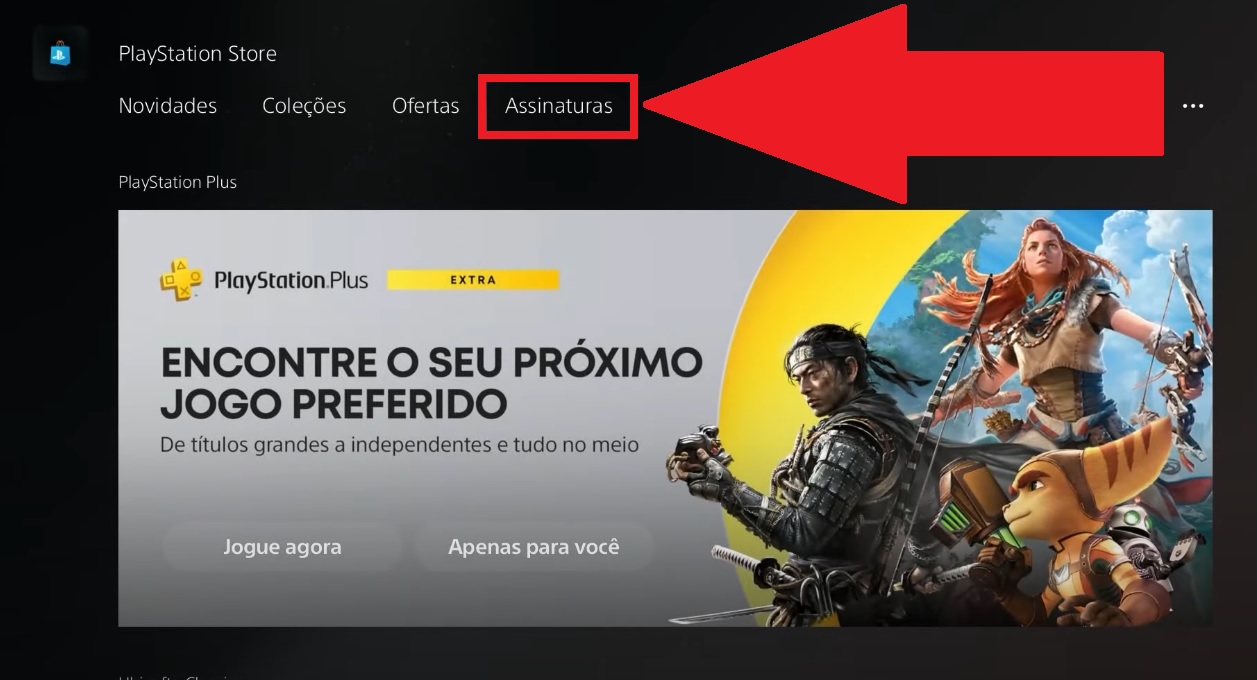 Procure pela aba "Assinaturas" dentro da PlayStation Store