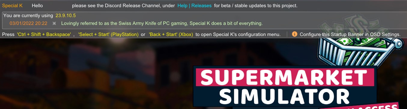 Informações sobre o SpecialK Overlay no jogo