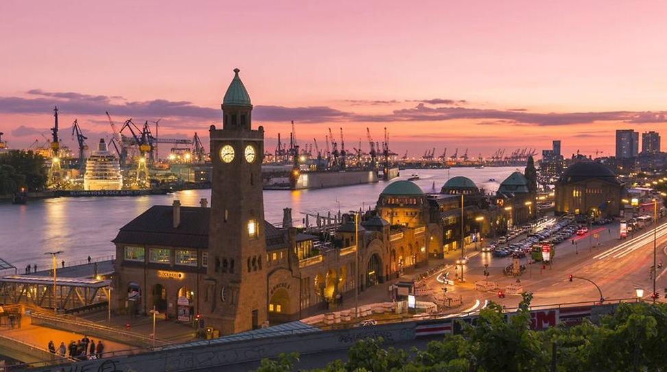 A cidade portuária de Hamburgo.