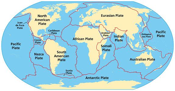 As placas tectônicas separaram a terra firme em continentes e oceanos. (Fonte da imagem: GettyImages)