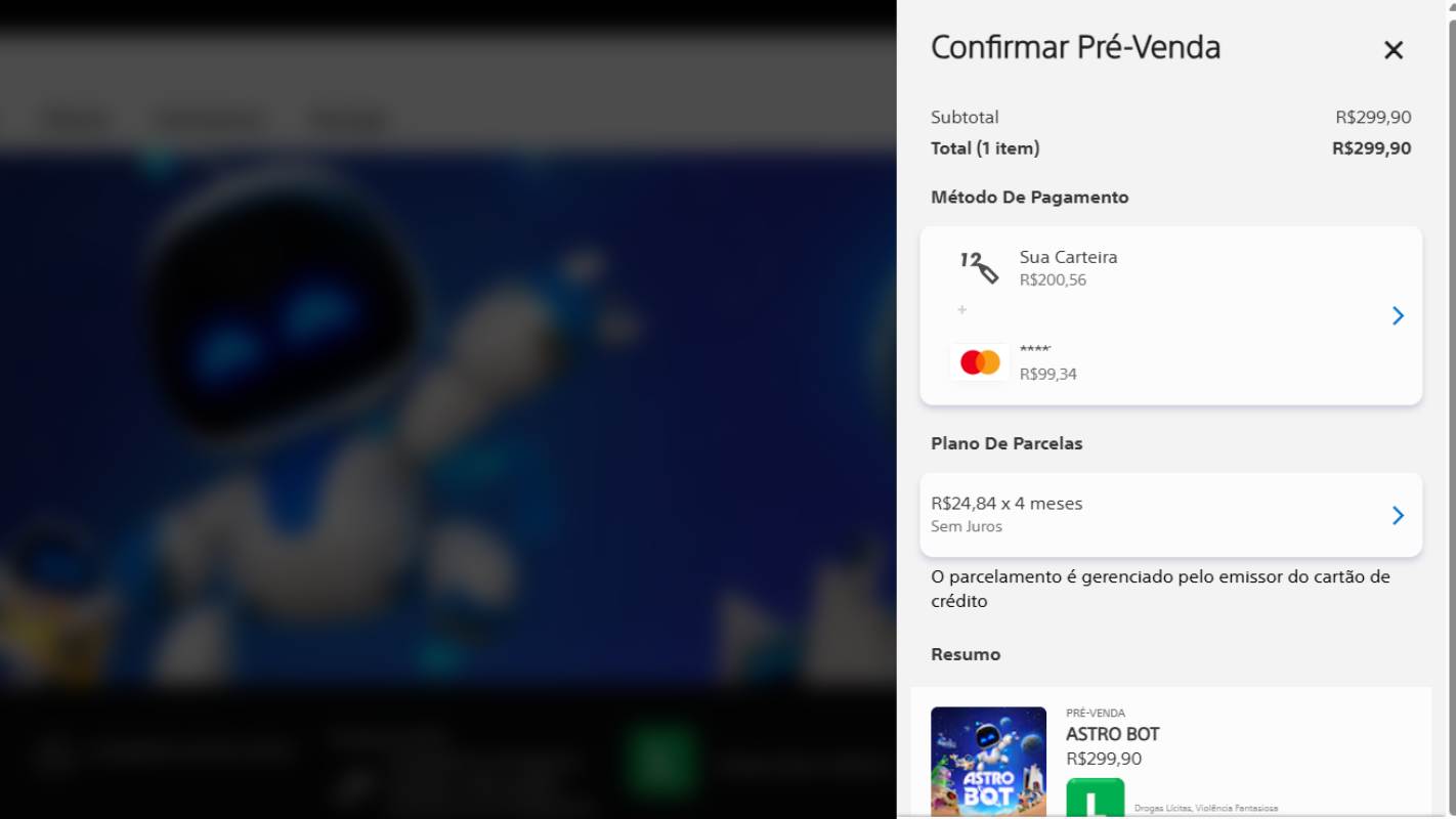 PS Store brasileira libera opção de parcelamento em até quatro vezes no cartão de crédito.