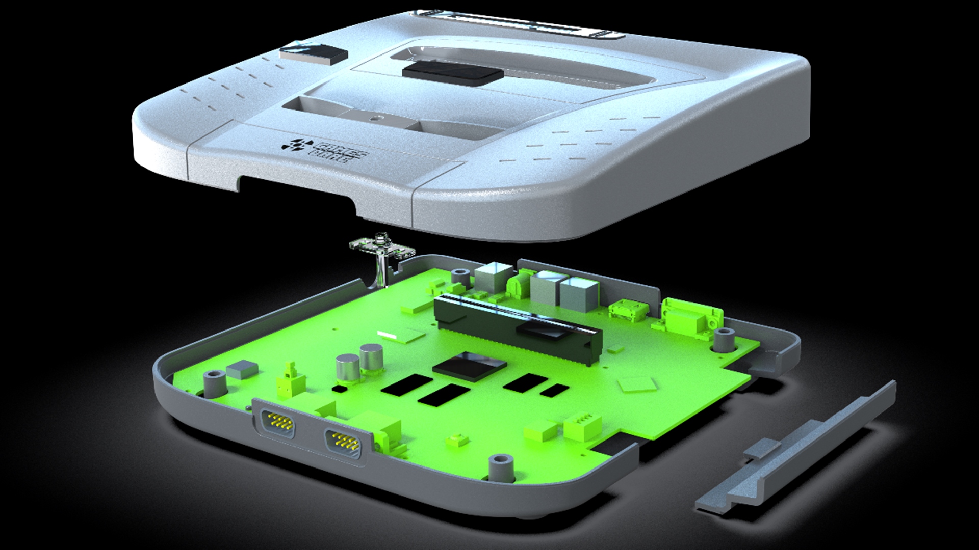 Interior do GF1 Neptune, console brasileiro desenvolvido pela GamesCare.