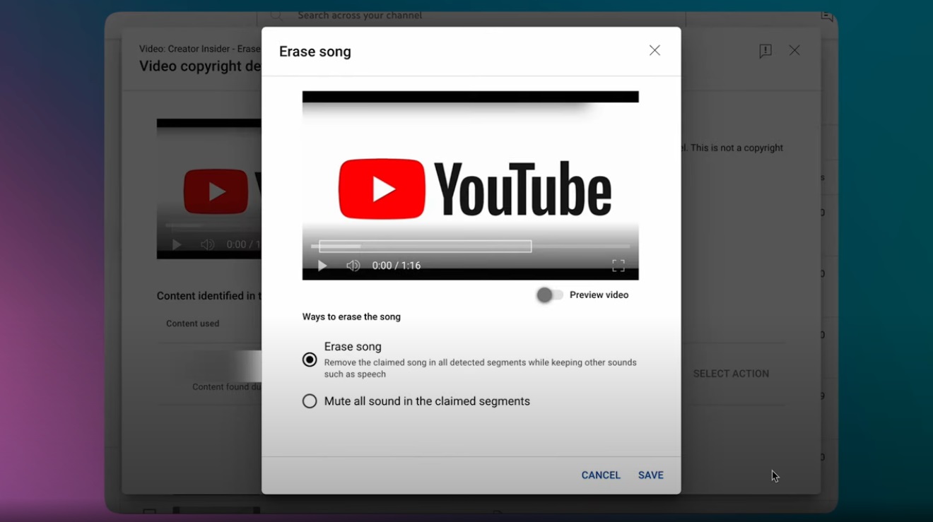 YouTube agora pode remover músicas protegidas sem silenciar um vídeo