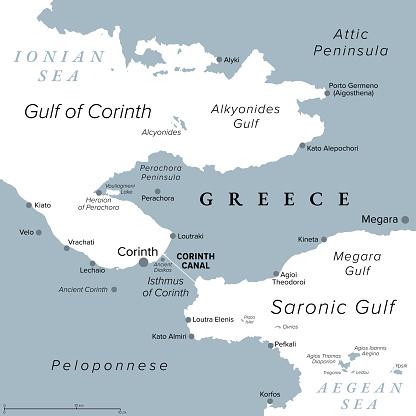Localizao do Istmo de Corinto. (Fonte: Getty Images/Reproduo)