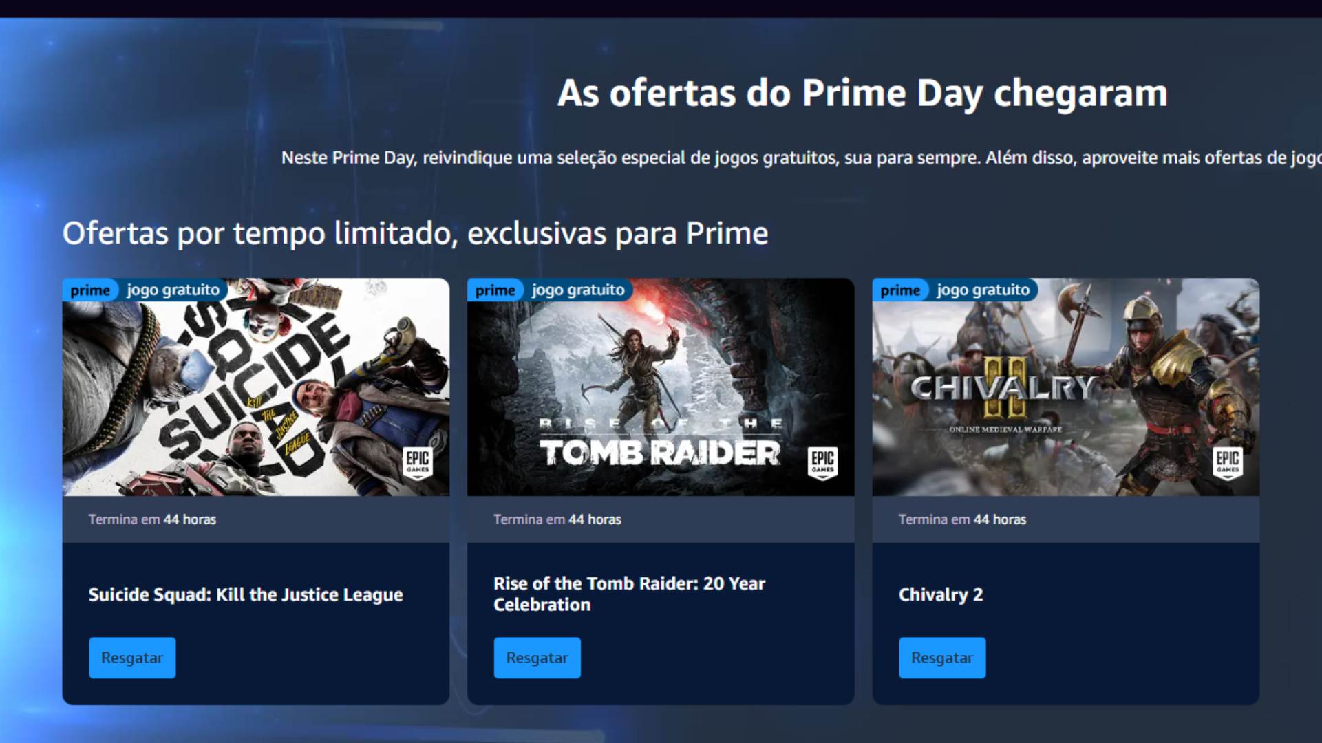 Você pode resgatar jogos no site Prime Gaming.