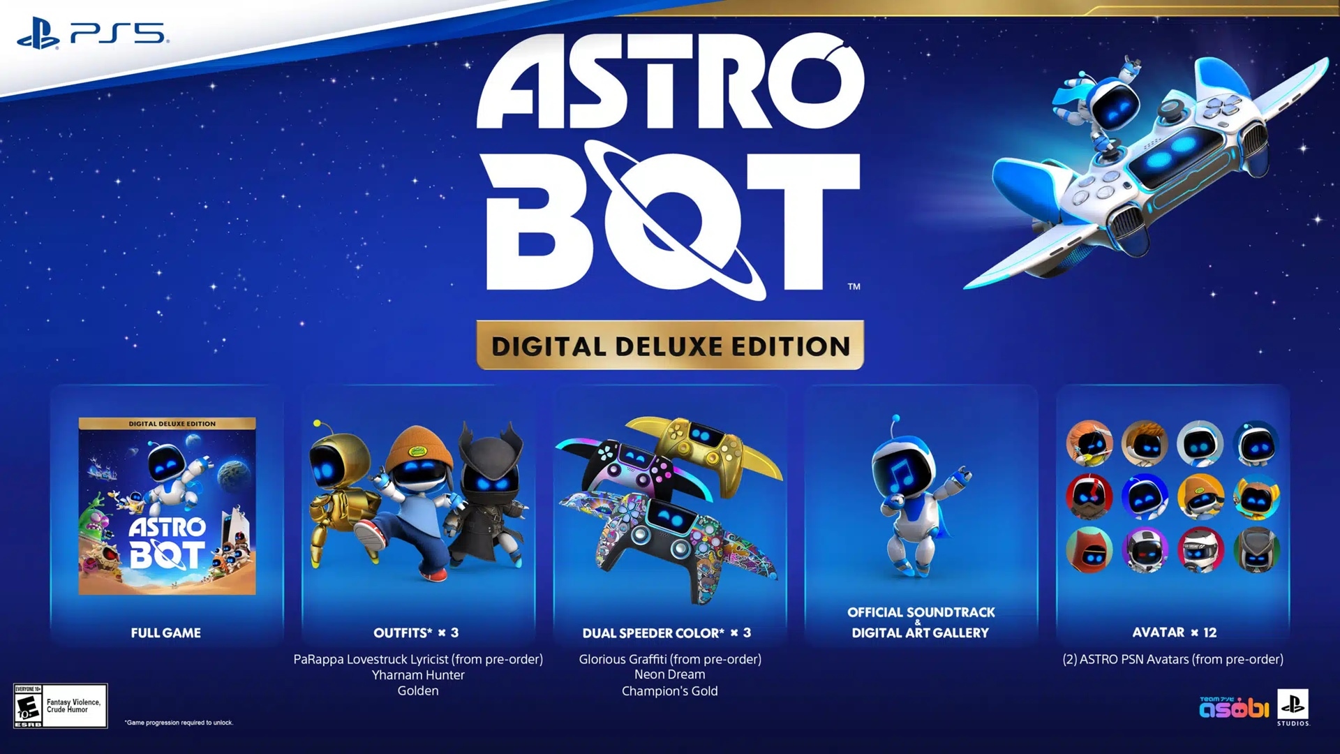 Bônus da versão Digital Deluxe Edition do novo Astro Bot de PS5.