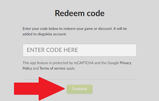 If the code is valid, the button "Continue" will be enabled