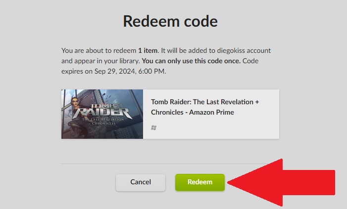 If the code matches the game you want, click "Rode"