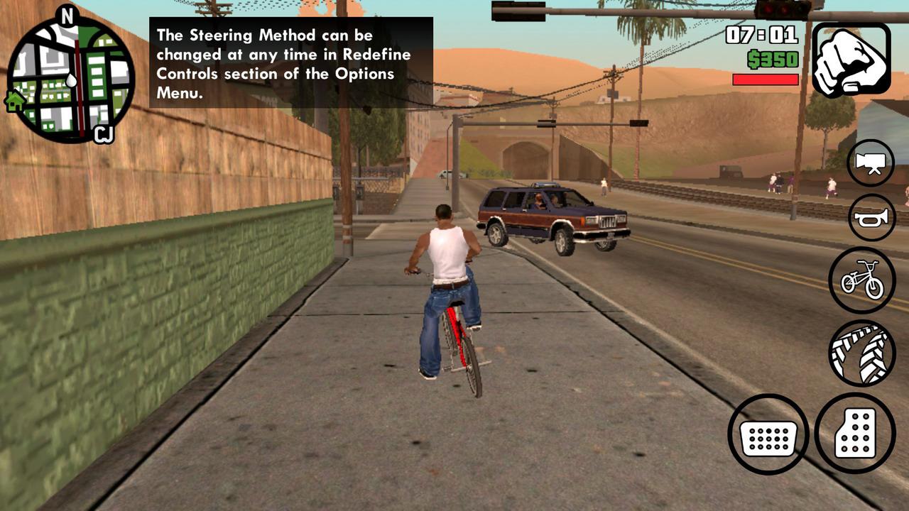 On mobile, San Andreas has controls directly on the touch screen. (Source: Android Shock/Reproduction)