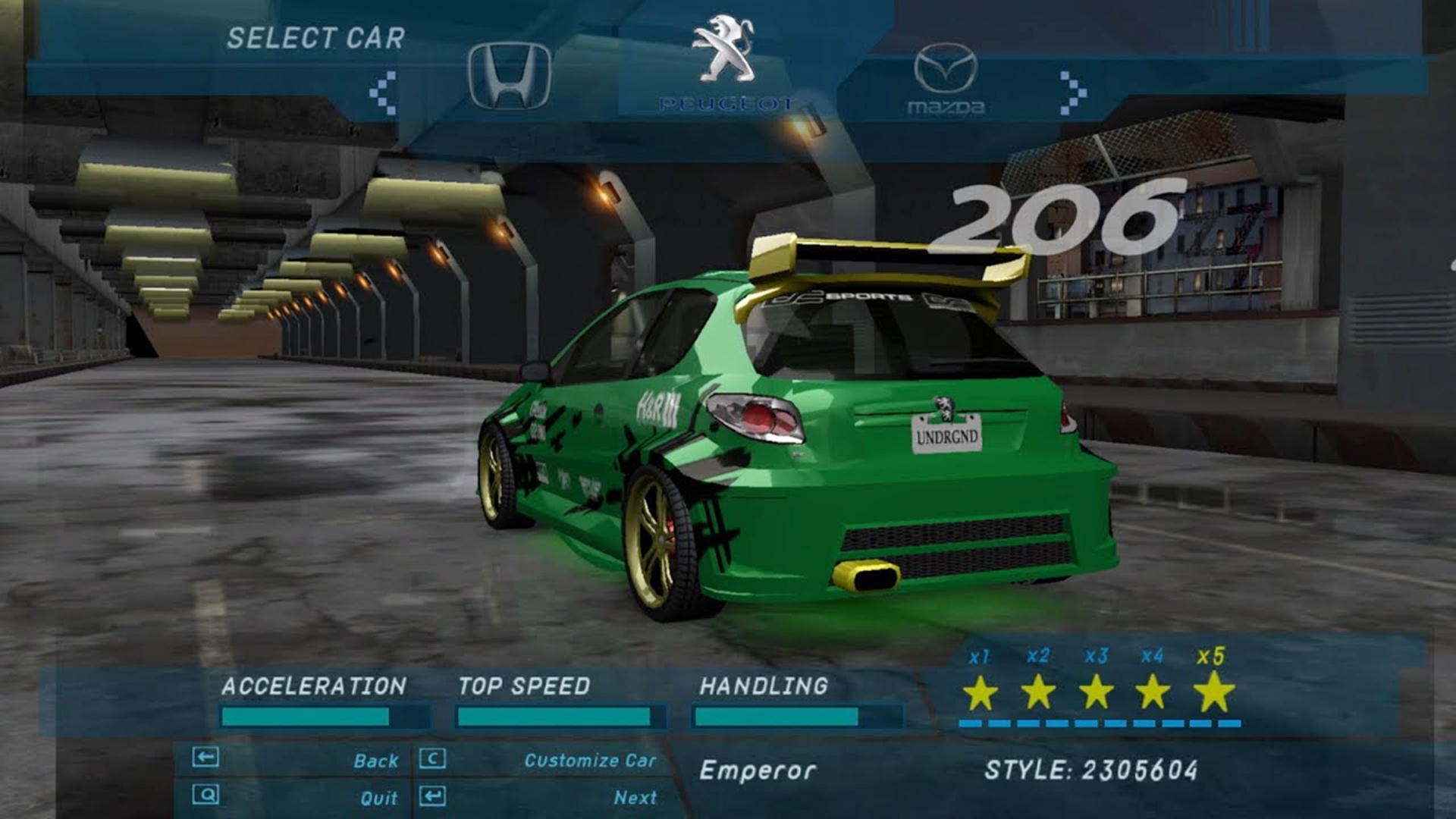 Sistema de personalização de Need For Speed Underground tinha muitas opções disponíveis.