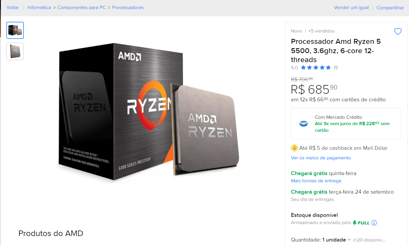 Processador Ryzen 5 5500