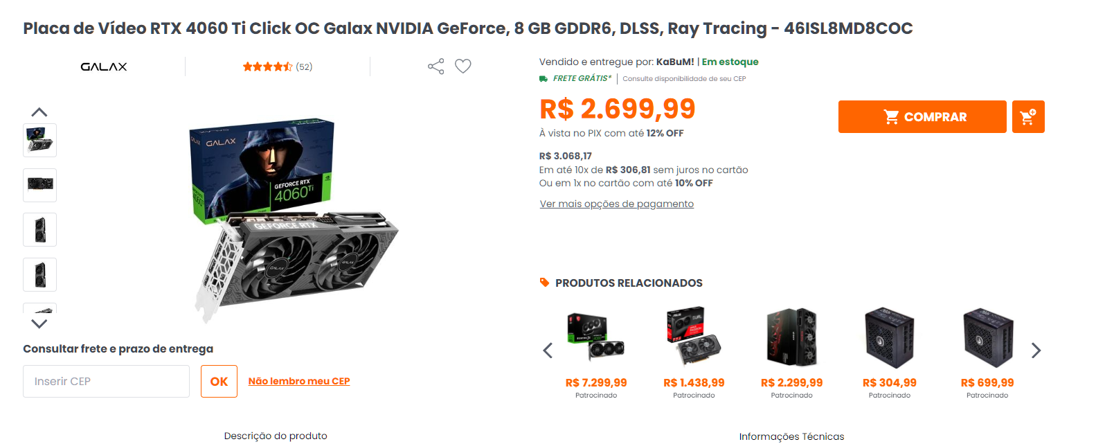 Placa de vídeo RTX 4060 Ti