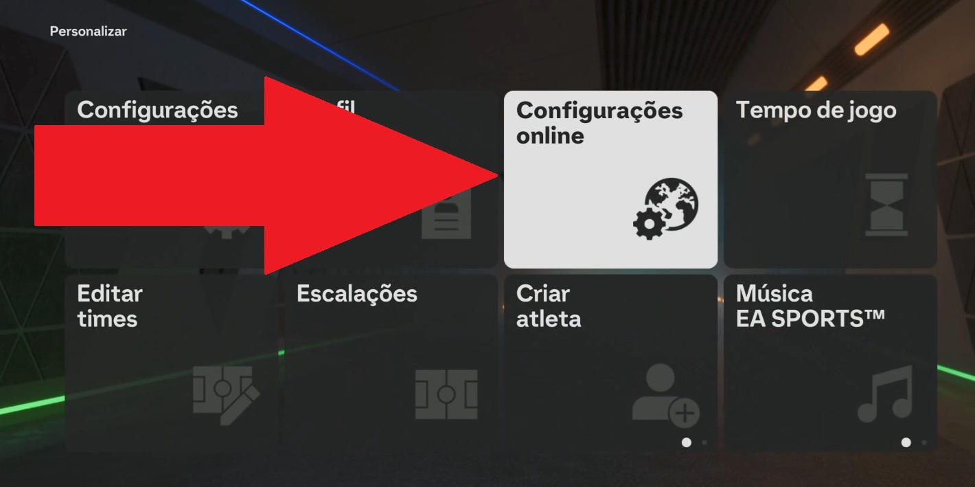 Procure pela opção "Configurações online"