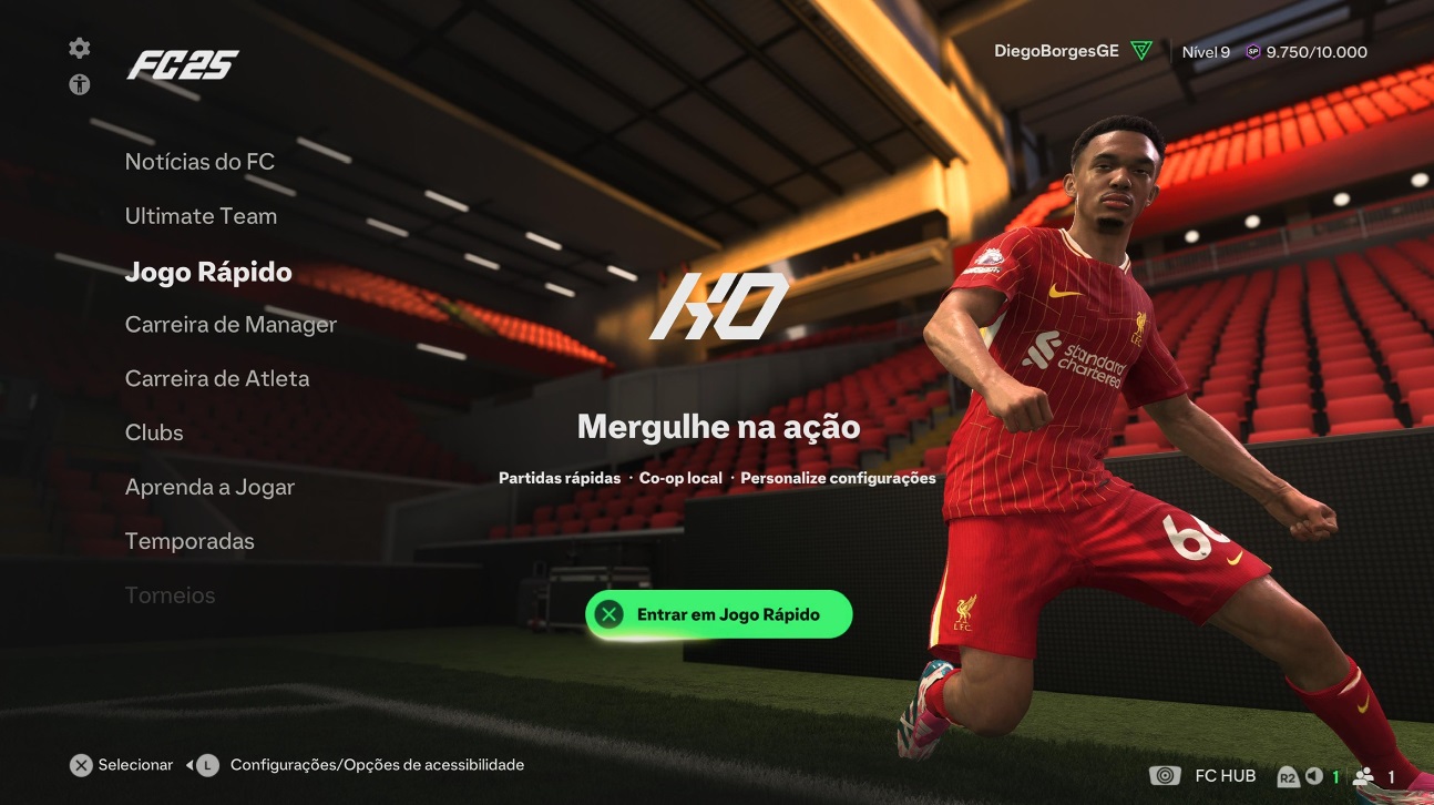 Procure pela opção "Jogo Rápido"