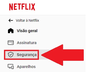 Procure pela opção "Segurança" na lista.