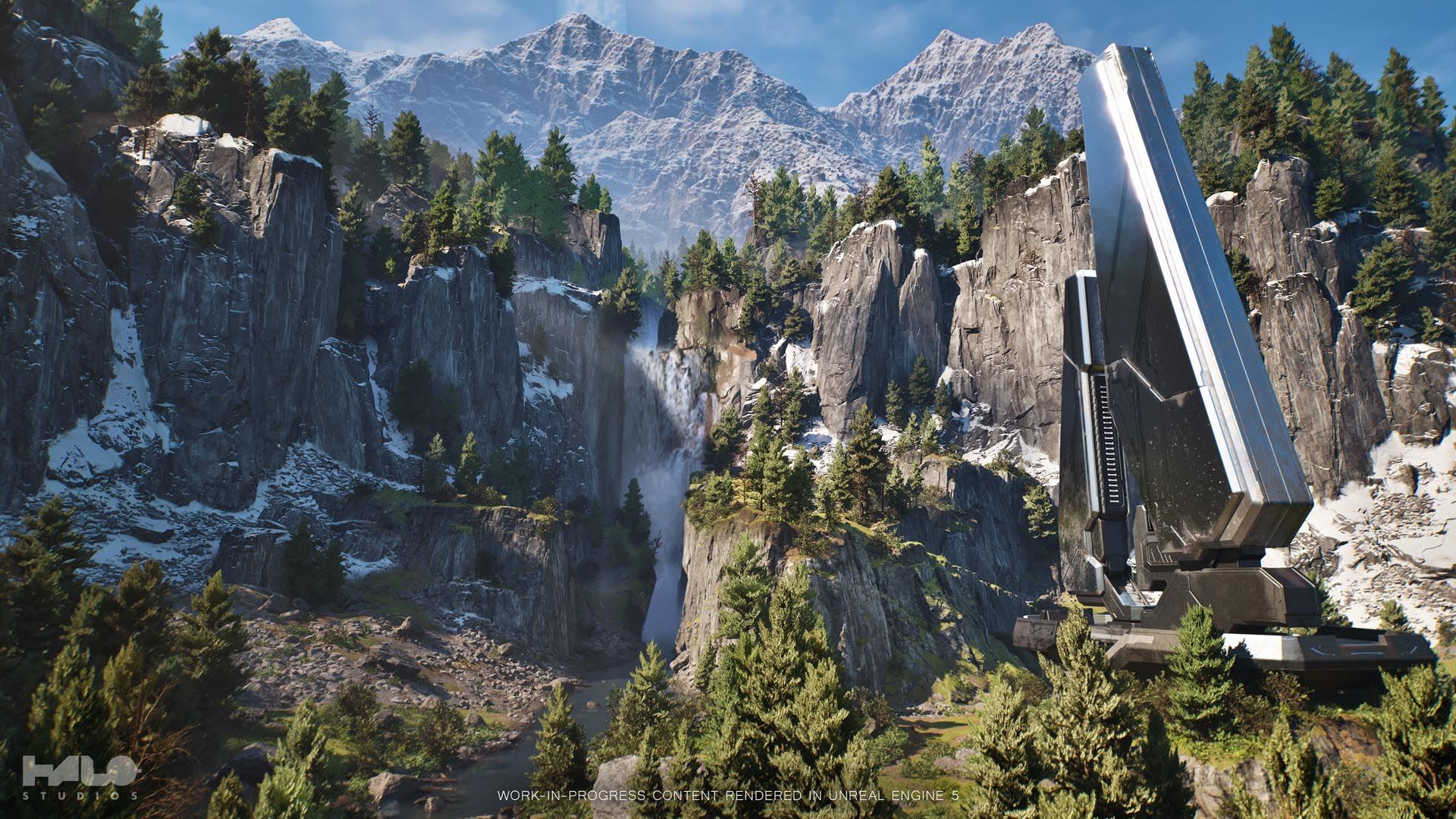 Eines der Biome aus der Halo-Serie, basierend auf der Unreal Engine 5.