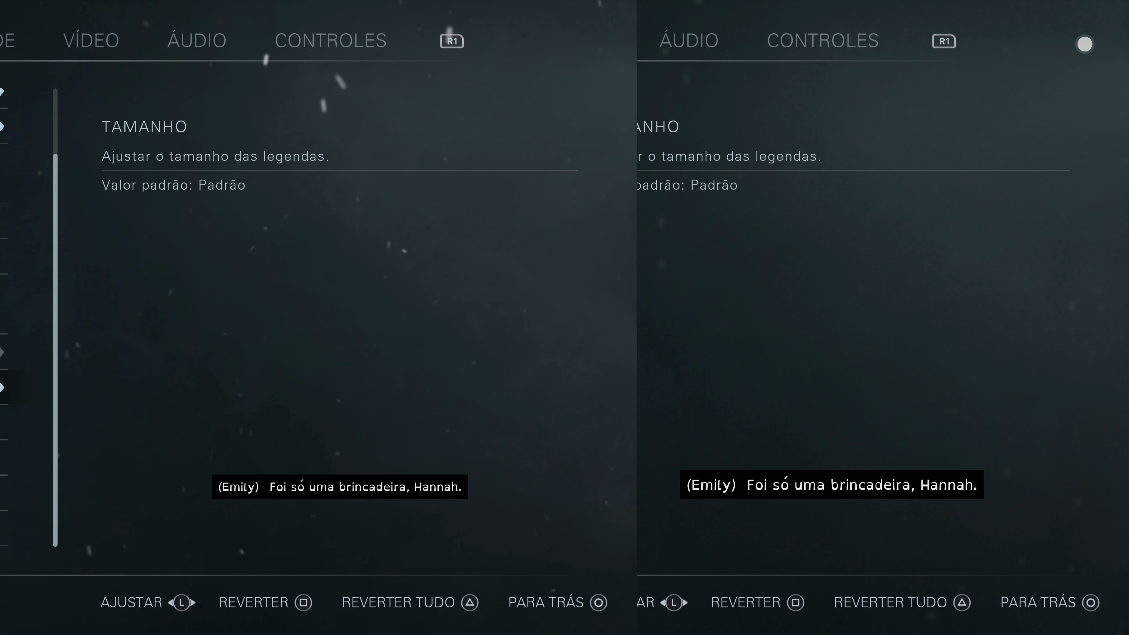 Until Dawn subtitle scaling comparison
