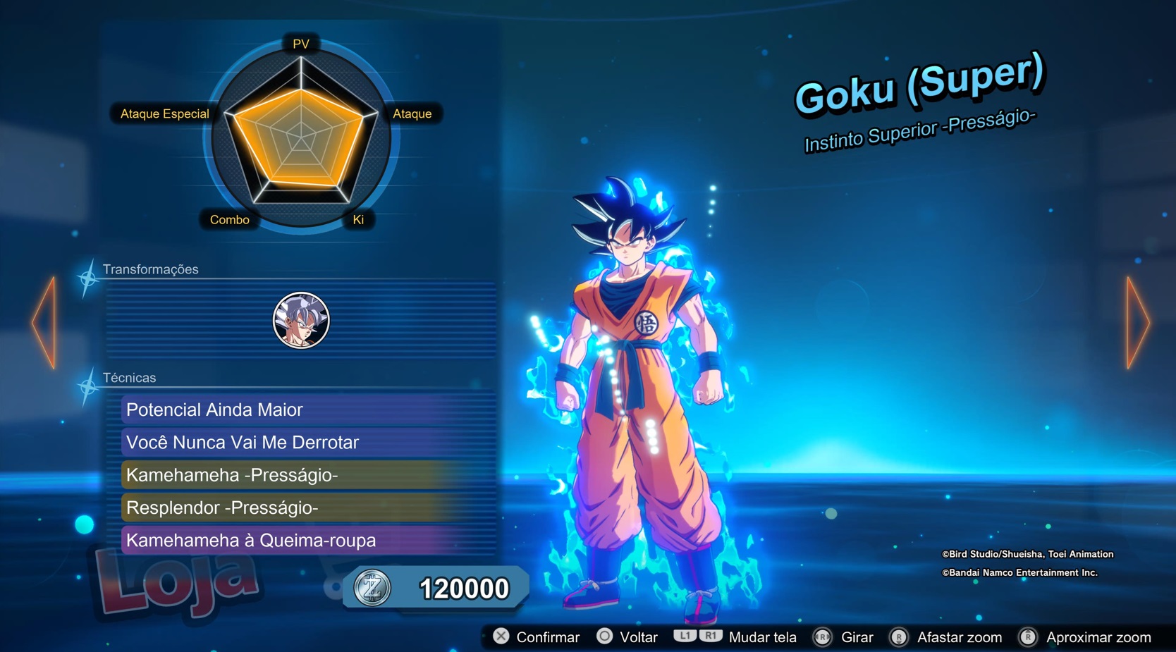 Goku (Super), Instinto Superior - Presságio é um dos personagens a serem desbloqueados