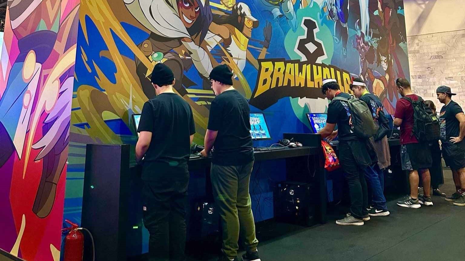 Participantes no estande da Ubisoft durante a BGS 2024 - Reprodução: @Brawlhalla (X/Twitter)