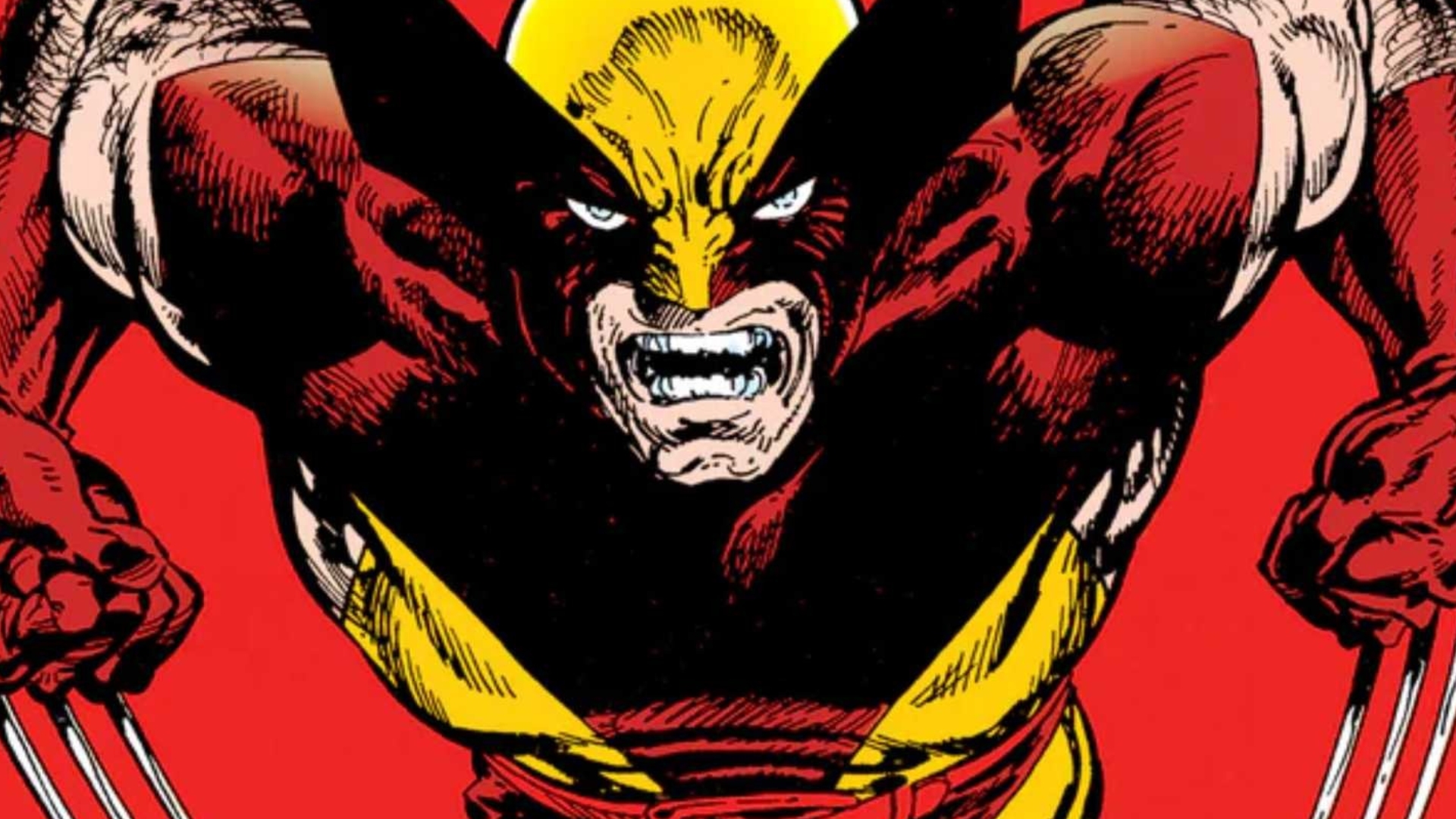 Wolverine de uniforme marrom e amarelo dos quadrinhos