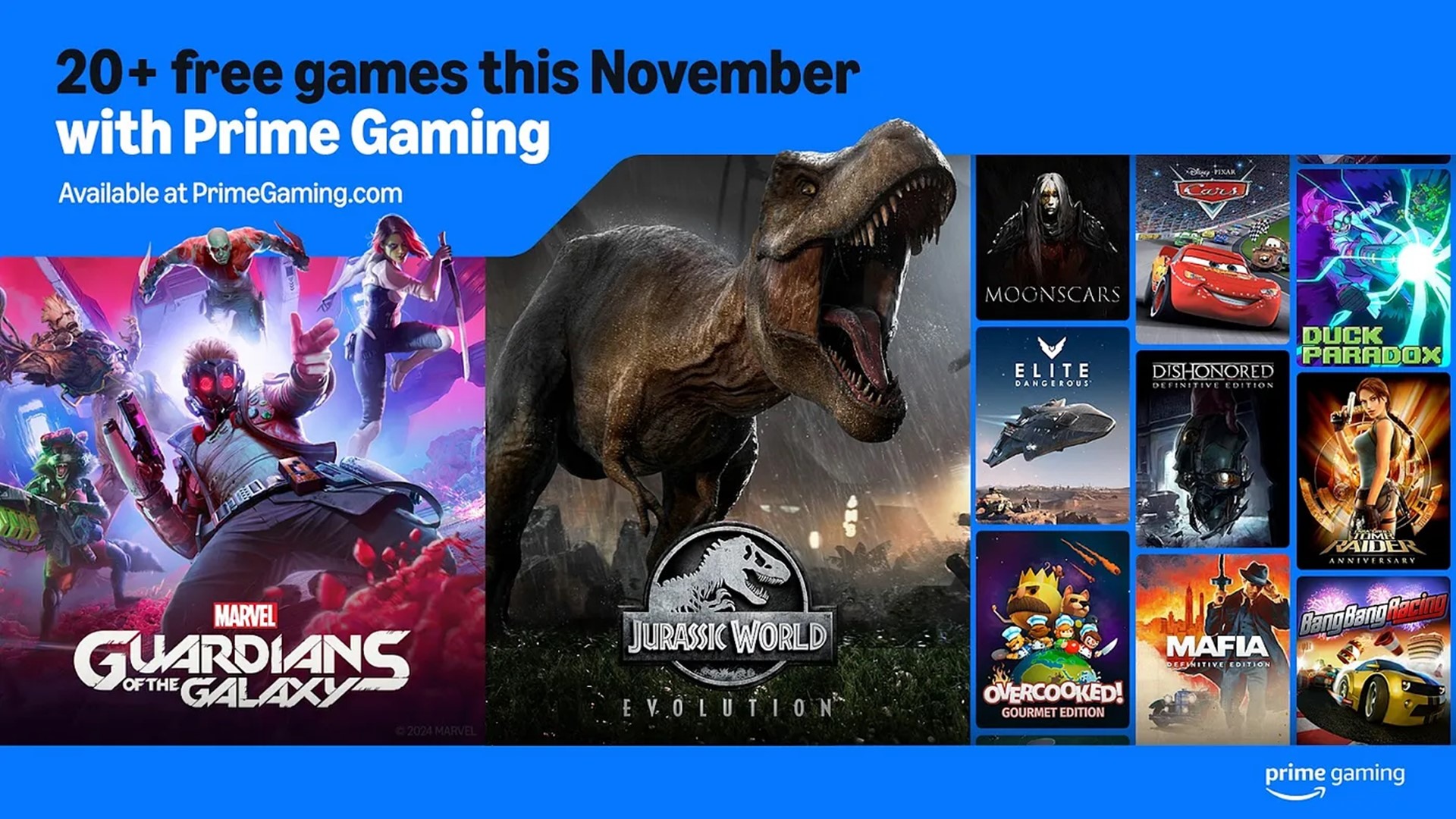 Lista completa com os jogos gratuitos de novembro do Prime Gaming.