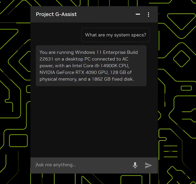 Exemplo de uso do NVIDIA G-Assist