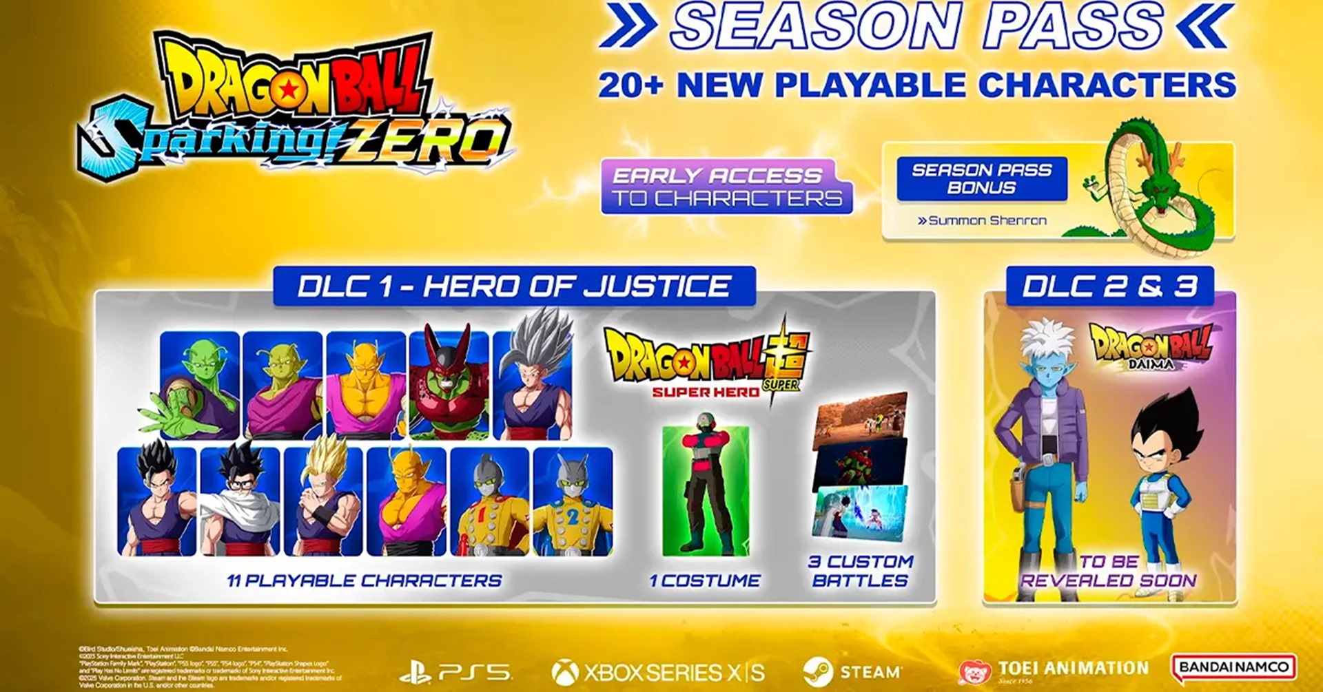 Lista de conteúdo que chegará junto com Hero of Justice, o primeiro DLC de Dragon Ball Sparking Zero.