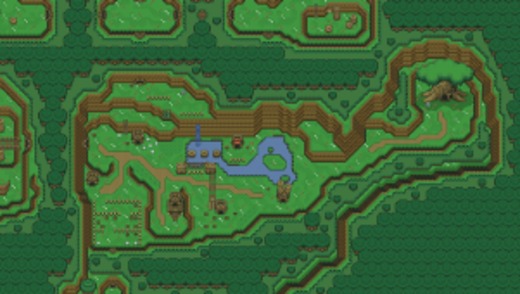 Um mapa 2D de The Legend of Zelda: Ocarina of Time criado no Paint