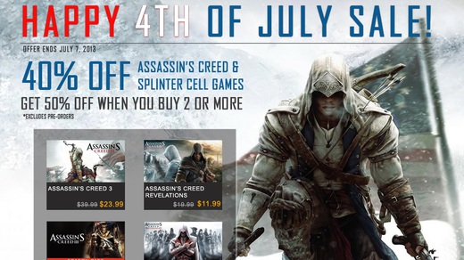 Ubisoft oferece jogos das séries Splinter Cell e Assassin’s Creed com 40% de desconto