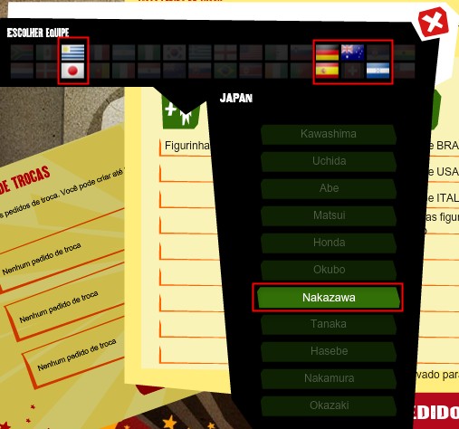 Selecionando times e jogadores