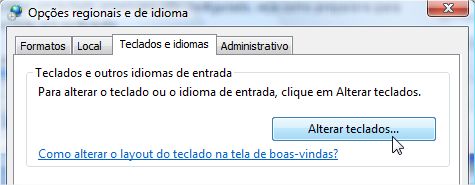 mudar idioma do teclado