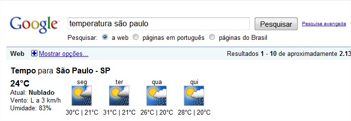 Temperatura na sua cidade Temperatura na sua cidade