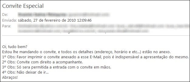 Spam malicioso enviado via email