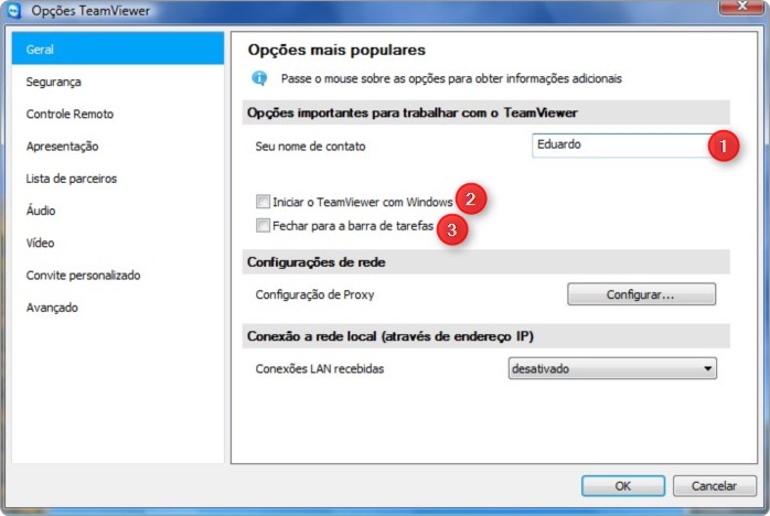 Entre com suas configurações e dê Ok.